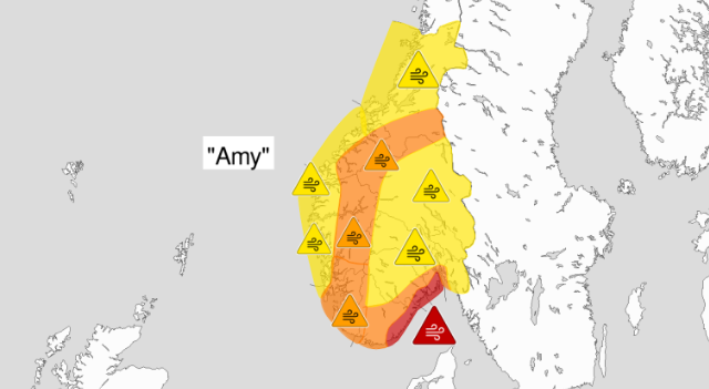 Ekstremværet 'Amy' treffer Larvik på lørdag