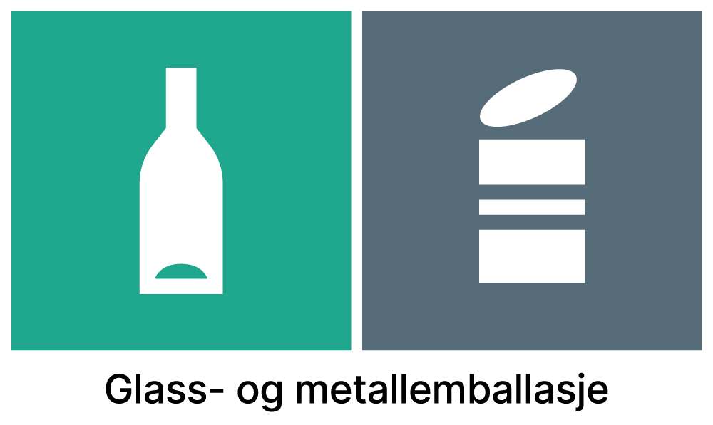 Sorteringsmerke for glass og metall