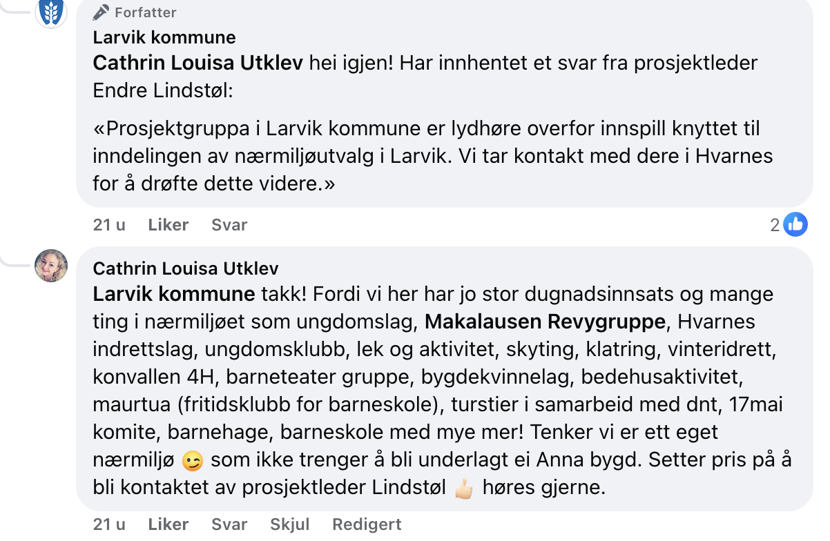 Cathrin Utklev Facebook Innlegg 2