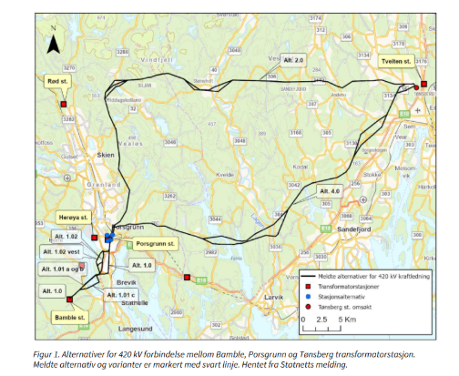 Ny kraftlinje mellom Bamble og Tønsberg